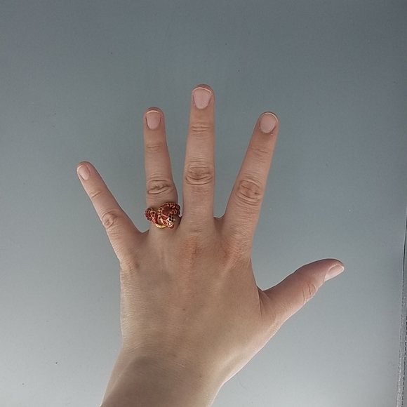 Red Snake Rhinestone Ring - Picture 2 of 7